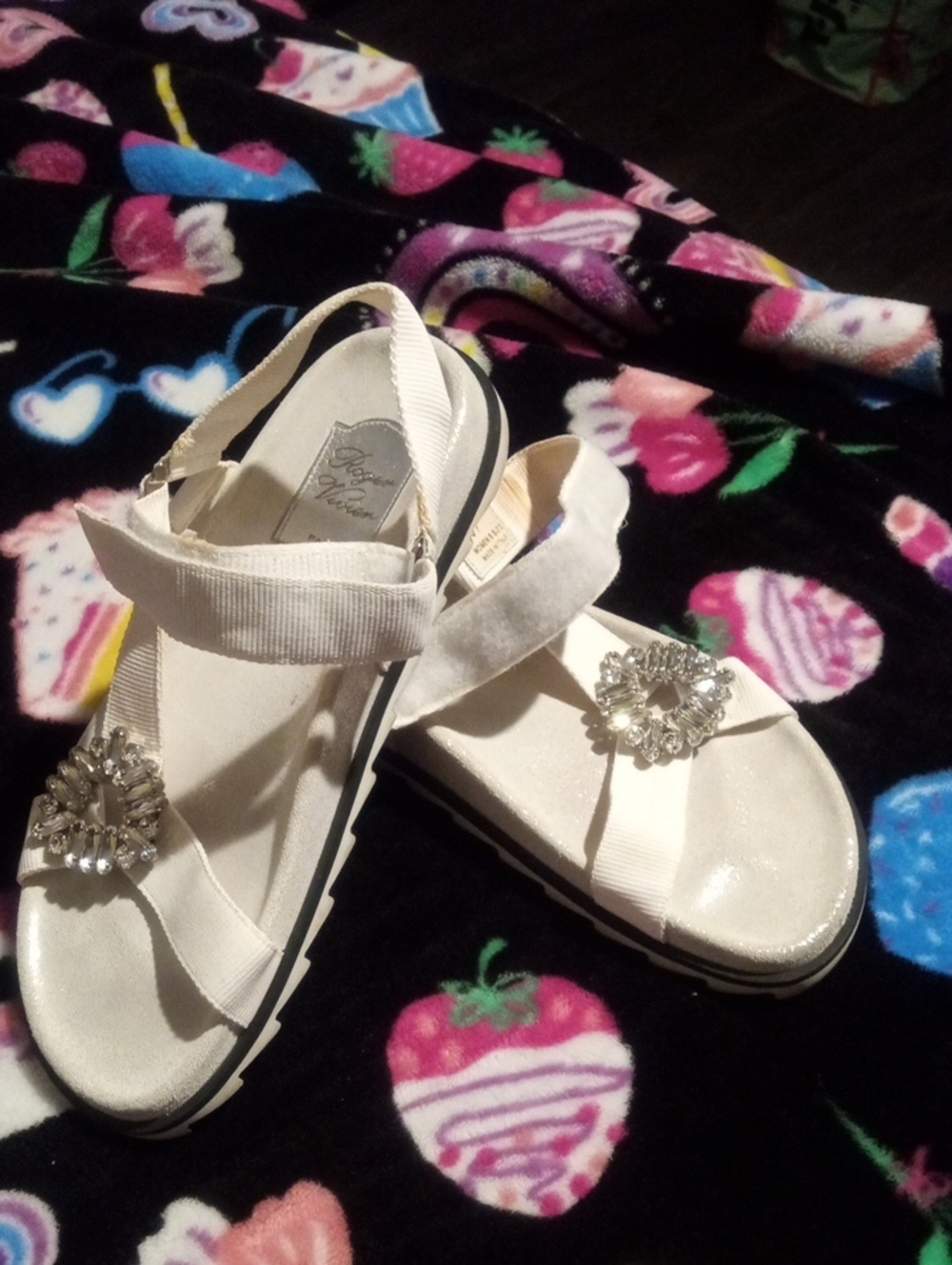 Roger Vivier White Jeweled Slingback Sandals